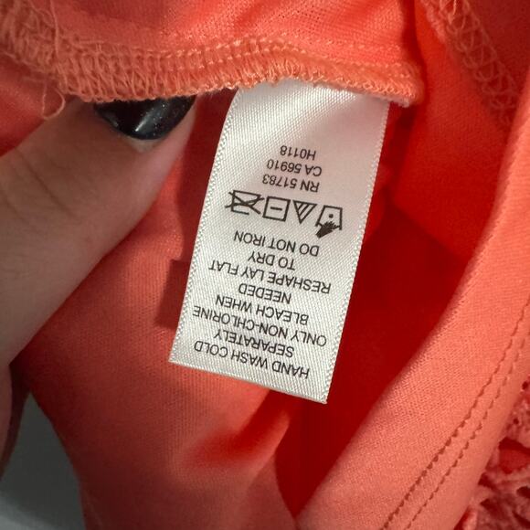 Maurices Coral Orange Cold Shoulder Top Eyelet Floral Design Women's Size Medium - Picture 6 of 8